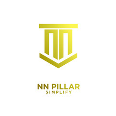 minimal nn n pillar letter initial gold luxury logo icon design