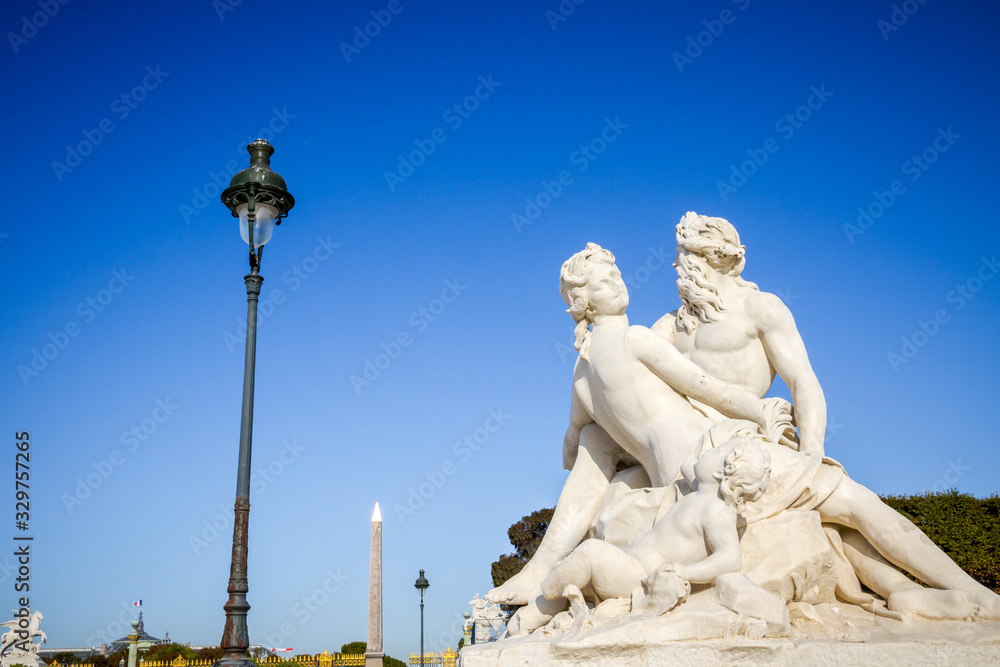 Wall mural The Seine and the Marne statue in Tuileries Garden, Paris - Wall murals