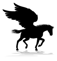 A Pegasus silhouette mythological winged horse graphic