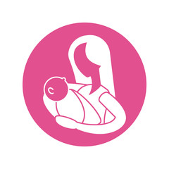woman with baby, silhouette style icon