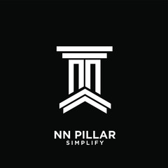 minimal nn n pillar letter initial logo icon design