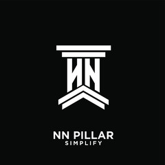 minimal nn n pillar letter initial logo icon design
