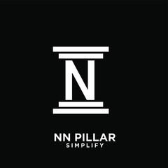 minimal nn n pillar letter initial logo icon design