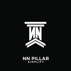 minimal nn n pillar letter initial logo icon design