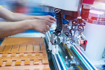 industrial engineer working with machine.Smart factory use Automation robot arm