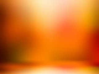Bright shiny 3d background autumn colors blur room. Red orange yellow gradient pattern on wall and floor texture.  Vibrant painting abstract interior. 