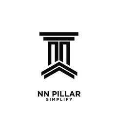 minimal nn n pillar letter initial logo icon design