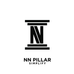 minimal nn n pillar letter initial logo icon design