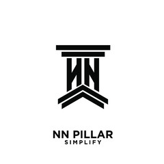 minimal nn n pillar letter initial logo icon design