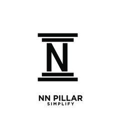 minimal nn n pillar letter initial logo icon design