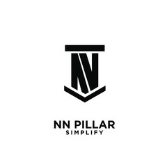 minimal nn n pillar letter initial logo icon design
