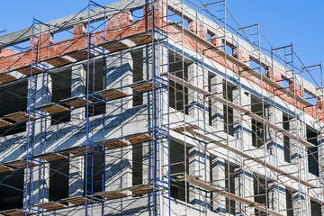 The construction of a residential high-rise building