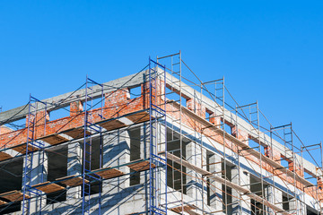The construction of a residential high-rise building