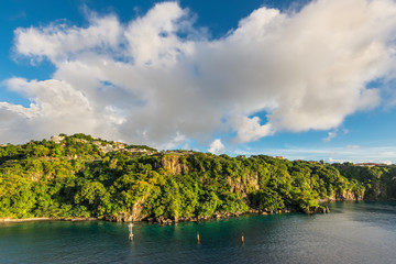 Fototapeta na wymiar Landscape of the tropical caribbean island of Saint Vincent, Kingstown, Saint-Vincent and the Grenadines