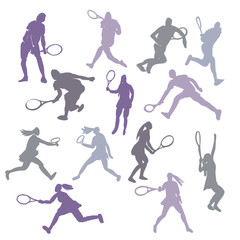 Vector. Hand drawn watercolor illustration. Men and women play tennis. Watercolor sketch of people