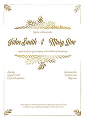 Golden wedding invitation card template