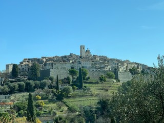 Fototapeta na wymiar A panorama of the hilltop village of St Paul de Vence in Provence, France