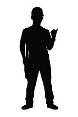 Young man with cap and post bag silhouette