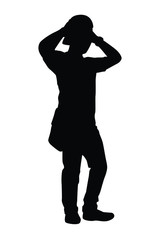 Young man with cap and post bag silhouette