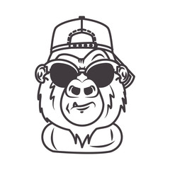 funny gorilla with sunglasses cool style