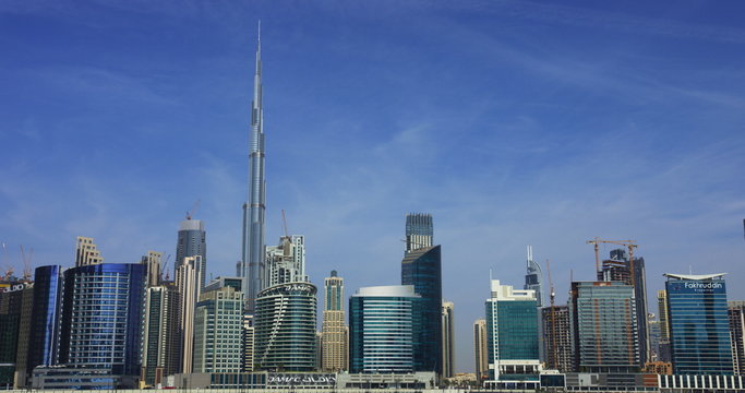 DUBAI, UNITED ARAB EMIRATES - JANUARY 5, 2020. Downtown Dubai involving the Burj Khalifa skyscraper