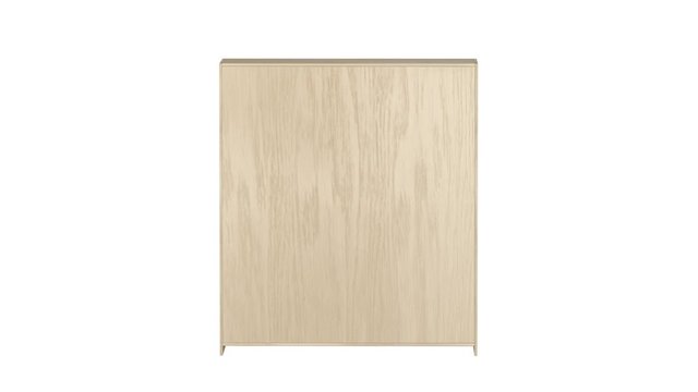Empty wood wardrobe with sliding doors on white background