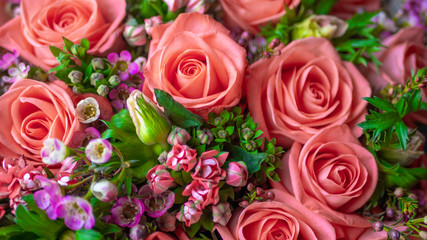 fresh flowers, roses, purple and white brunch, beautiful romantic bouquet