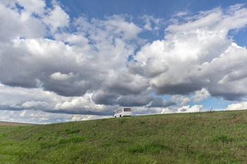 lonely bus on the hill