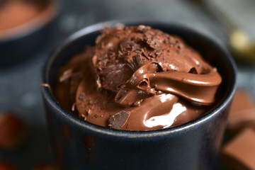 Homemade chocolate spread with nuts.