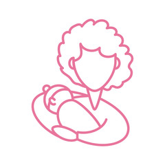 woman with baby, line style icon
