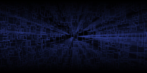 Abstract blue future grid line patterns with rays hi tech background.