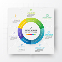Obraz premium Business infographics template 7 steps with square,Element for design invitations,Vector illustration.