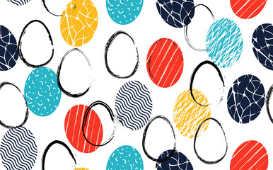  Seamless Easter Abstract  Pattern. Background with Eggs. Vector illustration.