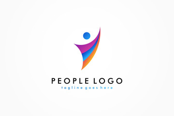 Abstract Colorful People Logo isolated on White Background. Flat Vector Logo Design Template Element.