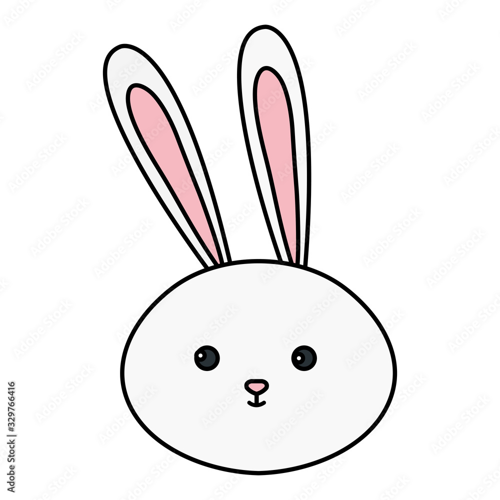 Wall mural head of cute rabbit animal isolated icon vector illustration design