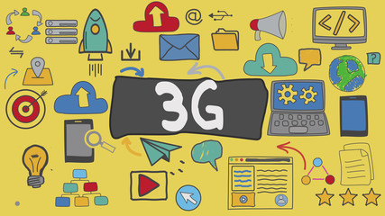 3G, Yellow Illustration Graphic Technology Concept
