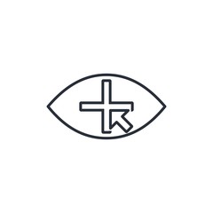 Eye plus. View and news. Vector linear icon on a white background.