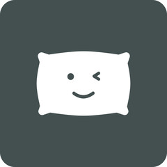 Emoji pillow icon on grey background. Emotions set