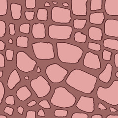 Stones handdrawn seamless brown pattern. Vector illustration.