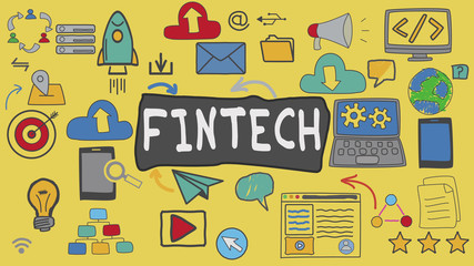 Fintech, Yellow Illustration Graphic Technology Concept