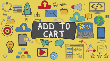 Add to Cart, Yellow Illustration Graphic Technology Concept