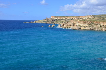 Fototapeta premium Golden Bay in Malta in March.,