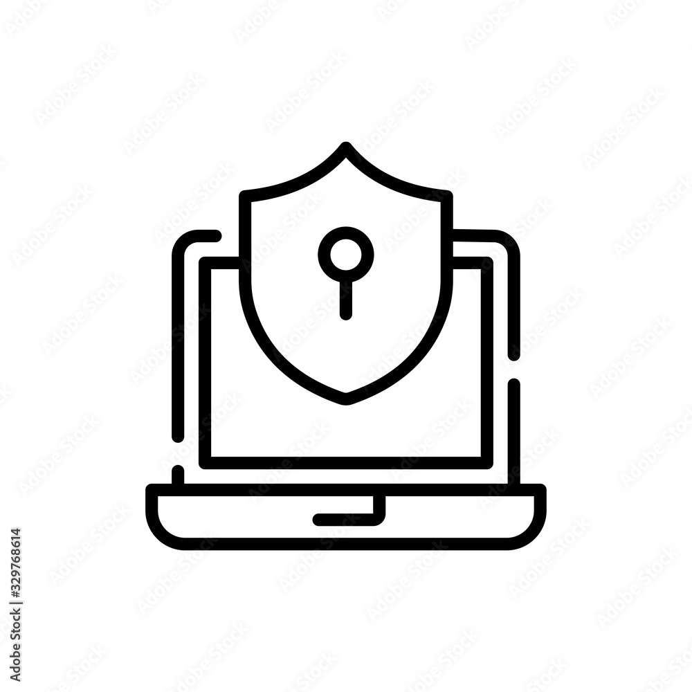 Poster data protection icon vector illustration line design and development style icon