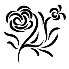 black stencil flower with a bud to create a design