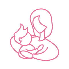 woman with son, line style icon