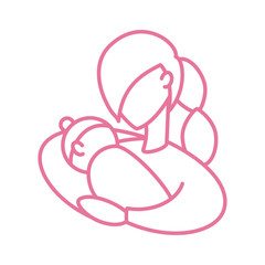 woman with baby, line style icon