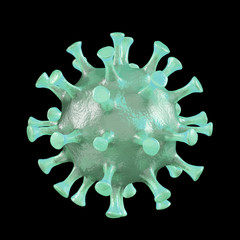 Coronavirus 2019-nCov Microscope virus close up. 3d rendering.