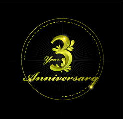 Number Anniversary Celebration. Golden Anniversary Logo with elements isolated on black background  vector design for celebration  invitation cards  and greeting cards
