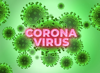 Coronavirus 2019-nCov novel coronavirus concept resposible for asian flu outbreak and coronaviruses influenza as dangerous flu strain cases as a pandemic. Microscope virus close up. 3d rendering.