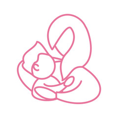 woman with son, line style icon